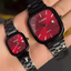 Classic Vintage Quartz Çift Saat - Kırmızı Siyah